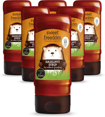 Sweet Freedom Delicious Hazelnut Syrup | Plant Based & Vegan | 350g, Pack of 6 - Recyclable