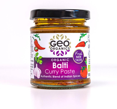 Geo Organics Balti Curry Paste 180g (Pack of 1) Serves 4 | Organic Curry Paste | Certified Organic & Vegan Friendly | Authentic Restaurant Recipe Base Indian Balti Vegan Food