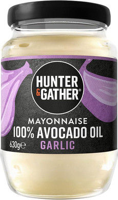 Hunter & Gather Garlic Avocado Oil Mayonnaise 2 x 175g | Seed Oil Free I Made with Pure Avocado Oil & British Free Range Egg Yolk | Paleo, Keto, Sugar and Gluten Free Avocado Mayo