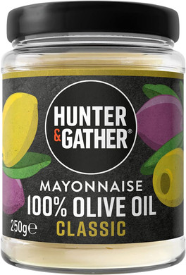 Hunter & Gather Olive Oil Mayonnaise 2 x 250g | Seed Oil Free I Made with Olive Oil & British Free Range Egg Yolk | Paleo, Keto, Sugar and Gluten Free Olive Oil Mayo