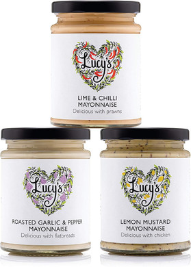 Lucys Dressings  Flavoured Mayonnaise Bundle; Lime & Chilli, Roasted Garlic & Pepper and Lemon Mustard  3 x 240g