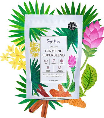 SugaVida | Organic Turmeric Superblend - 240 grams | Triple-Strength Curcumin | Instant Golden Milk or Turmeric Latte | Great Taste Award Winner | Authentic Ayurvedic Blend