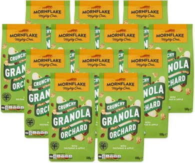 Mornflake - Original Crunchy Granola. 1x 500g Sachets Bags. High Fibre Granola Cereal Multipack, Breakfast Cereal with Raisins, Honey & Almonds Mix, All Natural Ingredients (Pack of 1)