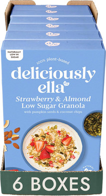 Deliciously Ella Strawberry & Almond Low Sugar Granola (6 boxes) - Granola & Muesli - Gluten-Free - Vegan - Healthy Breakfast (6 boxes x 380g)