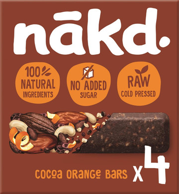 Nakd Cocoa Delight Natural Fruit & Nut Bars - Vegan - Healthy Snack - Gluten Free - 35g x 4 bars