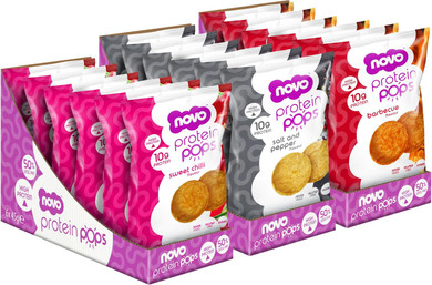 Novo Nutrition | Protein Pops | Healthy Savoury Snack with High Protein, Low Sugar and High Fibre | Pack of 6 x 45g (Salt and Pepper)