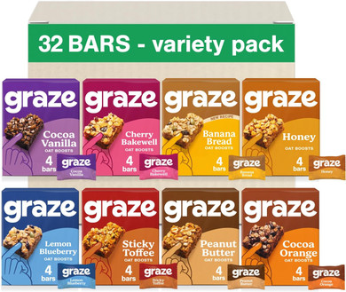 Graze - Protein Snacks Selection box - Peanut Butter & Cocoa Vanilla - Packaging may vary - Total 18 Snacks