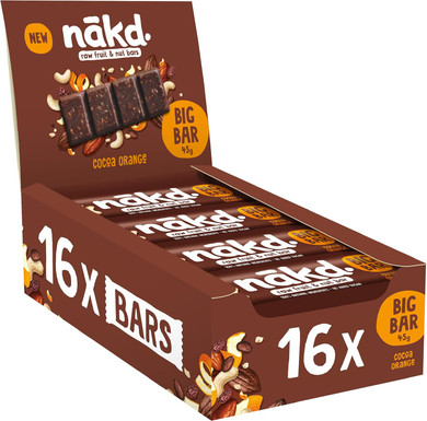 Nakd Blueberry Muffin Big Bar - Vegan - Gluten Free - Healthy Snack, 45g (Pack of 16 bars)
