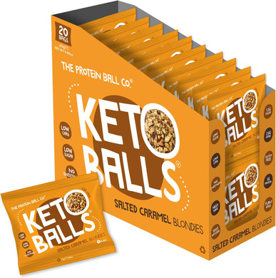 The Protein Ball Co Keto Snacks - Bite-Size Keto Treats - 100% Natural, Low Carb, Low Sugar, High Fibre Sweet Treats - Plant-Based & Gluten Free - Salted Caramel Blondies, Pack of 20 x 25g