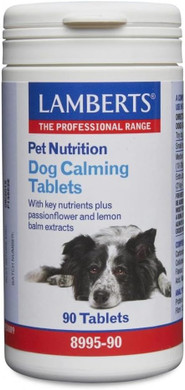 Lamberts Dog Calming Tablets 90  With Passionflower, Lemon Balm & L-Tryptophan  Nervous System Support  Beef-Flavoured