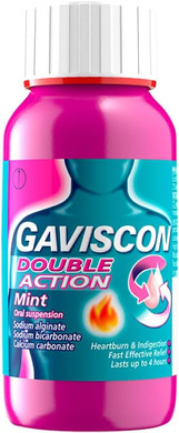 Gaviscon Double Action Mint Liquid 150 ml - Fast-Acting Heartburn, Indigestion, Acid Reflux Relief, Long-Lasting Antacid for Digestion & Nausea