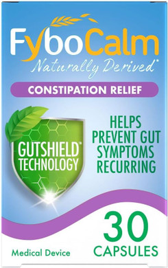 Fybocalm Constipation relief, 30 capsules, Naturally derived, Constipation relief for adults, long-lasting relief, for IBS-related constipation, Clinically proven, Gluten free, Lactose free