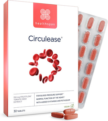 Healthspan Circulease Blood Flow Support | 150mg of Fruitflow (1 Month Supply) | Healthy Cardiac Function | Maintain Blood Pressure & Support Normal red Blood Cell Formation | Vegan