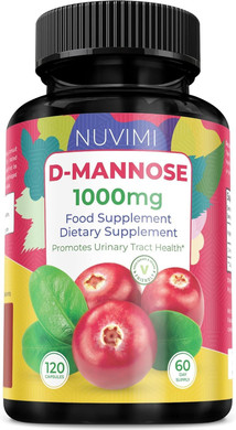 D Mannose 120 Capsules, 1000 mg per Dose, Promotes Urinary Tract Health, Natural Vegan UTI Defence by NUVIMI®