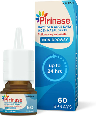 Pirinase Nasal Spray, Hayfever Relief for Adults, Once a Day Dose, 60 Sprays