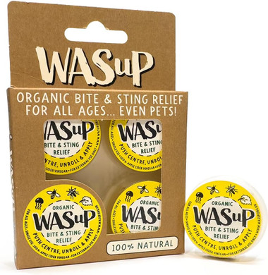 WASuP Organic Bite and Sting Relief Wipes for All Ages - Suitable for Kids - Compact On-The-Go Solution - Instant Relief for Most Stings, Bites, Nettles, Jellyfish