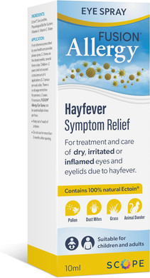 Fusion Allergy Eye Spray with 100% Natural Ectoin - Hydrating Drug Free Treatment for Hay Fever Symptoms and Dry, Irritated Eyes (10 ml - 220 doses)