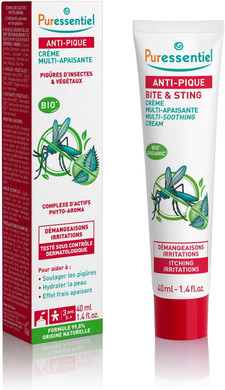 Puressentiel - Anti-Sting - Multi-soothing cream - Insect bites and plant stings - 99.8% Natural Origin Formula - Calm irritations and sensations of itching - Dermatologically tested - 40 ml