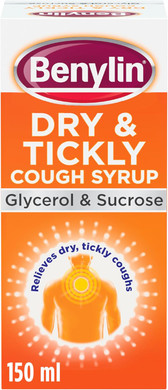 Benylin Dry and Tickly Syrup, Targeted Relief for Your Cough, Medicine for Adults and Children, 150 ml