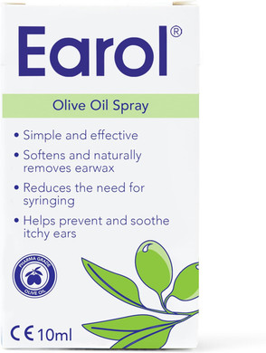 Earol Olive Oil Ear Wax Removal Spray, Clinically Proven, Reduces Need for Syringing, Metered Dose, 2 Pack of 10ml Oil Spray Bottle
