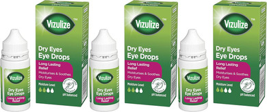 Vizulize Dry Eye Drops, for Dry, Irritated & Uncomfortable Eyes, 3 x 10 ml Bottles