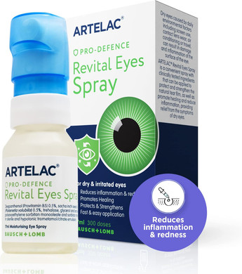 Artelac Revital Eyes Spray, Pro Defence Dry Eye Spray, Irritation, Inflammation and Redness, Preservative Free Eye Mist - Long Lasting Relief, Contact Lens Friendly, 17ml