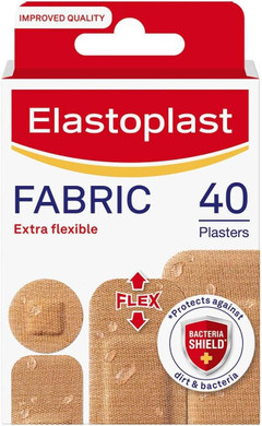 Elastoplast Fabric Extra Flexible Plaster, Pack of 40, Cranberry