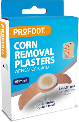 Profoot Corn Removal Plasters - 6 Adhesive Plasters Containing Salicylic Acid - Effectively Removes Corns and Calluses - Pain Relief Corn Plasters