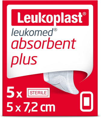 Leukomed - Sterile Wound Dressing - Breathable and Flexible First-aid Plasters Ideal for Postoperative Care - White - 5 cm x 7.2 cm - Box of 5