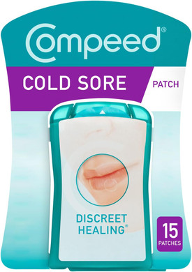 Compeed Hydrocolloid Cold Sore Treatment Patches (15 Invisible Plasters for Cold Sores) - 12 Hours Protection from Water, Bacteria & Viruses - Discreet, Easy to Apply Patches with Patch Applicator
