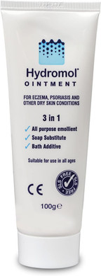 Hydromol Ointment Tube, for The Management of Dermatitis, Eczema, Psoriasis and Other Dry Skin Conditions, Day and Night Treatment, suitable for sensitive skin, SLS Free, for all ages, 100 g