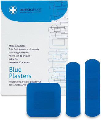 Dependaplast Food Area Blue Plasters With High Visibility And Metal Detection Properties, Easily Detectable, Individually Wrapped - anchor Box of 50