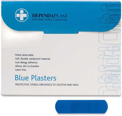 Reliance Medical Sterile Dependaplast Food Plasters, Blue, 6 cm Length x 2 cm Width Box of 100