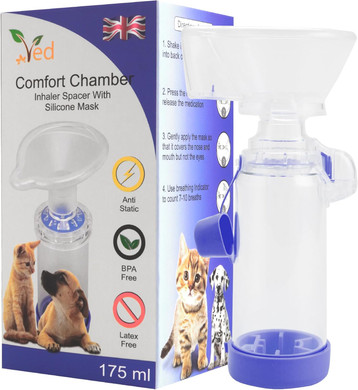 Pet Inhaler Spacer (Comfort Chamber) for Improved Breathing of Your cat, Dog and Furry Friend (Blue)