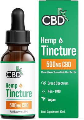 CBDfx 500mg CBD High Strength CBD Oil, Improved Purity, All Natural, Vegan, Non-GMO, Broad Spectrum, Blended with MCT Oil, No THC, 30ml (30 Days)