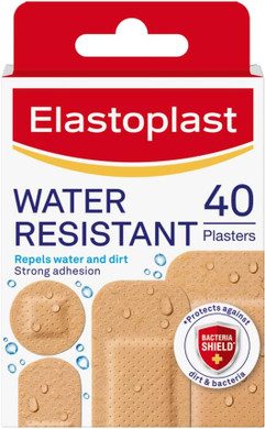 Elastoplast Water Resistant Plastic Plasters (10 x 10 Strips), Dirt-Resistant, Waterproof, First Aid, Strong and Breathable Adhesion, Tan