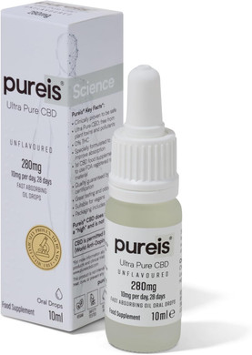 Pureis CBD Oil, Ultra Pure, Fast Absorbing - Spearmint Flavour Oral Spray - 280 mg = 10 mg of CBD per use - 0% THC, Non-Addictive, Vegan, Gluten-Free - 10 ml