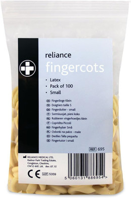 Finger Cot REL695 Bandage, Latex, Small, White (Pack of 100)