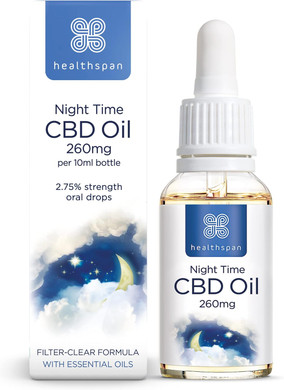 Healthspan 260mg Night Time CBD Oil Drops | with Chamomile, Hops, Lavender and Lemon Balm | Vegan
