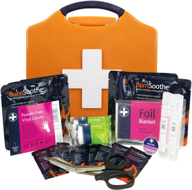 BurnSoothe Burn First Aid Kit In Orange Compact Aura Box First Aid Emergency Burn Kit - Modern Comprehensive Burns Kit. Ideal For Smaller Work Environments (Box Size: 20.5cmh X 20cmw X 6.5cmd)