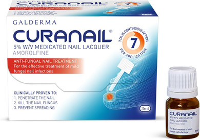 Curanail 5% W/V Fungal Nail Treatment Amorolfine Medicated Nail Lacquer once weekly application for fungal nail infection 3ml