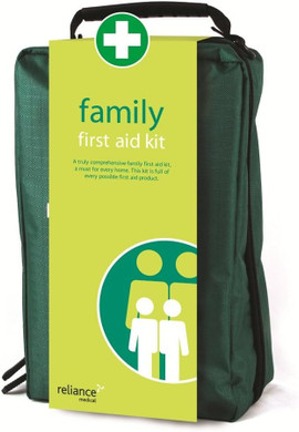 Reliance Medical Family First Aid Kit in a Durable Copenhagen Bag - Includes Bandages, Dressings, Eye Wash, Foil Blankets, Gloves, and More for Any Emergency