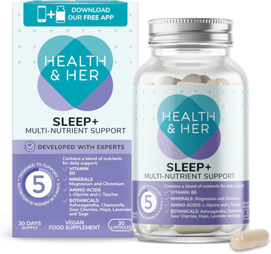 Health & Her Sleep+ Supplements for Women - Women's Multivitamin with Lavender, Chamomile & Magnesium - Vegan, Gluten-Free, Vitamins for Women - 3 Month Supply, 90 Capsules