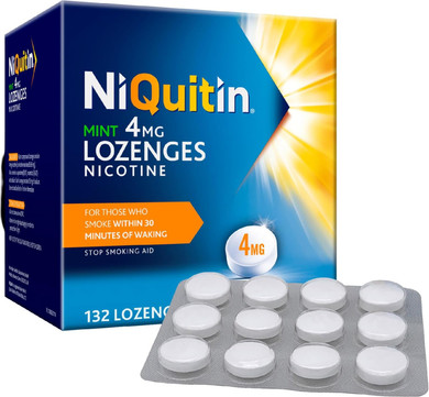 NiQuitin Mint, Effective Smoking Craving Relief, Long-Lasting Effect, Reduce and Quit Smoking Aid, 4 mg Lozenges, 132 Count