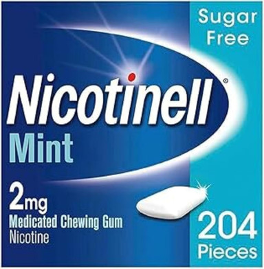 Nicotinell Mint Gum 2mg (204 Pieces), Stop Smoking Aid, Sugar Free Nicotine Gum, Mint Flavour, 2mg Extra Strength for Heavy Smokers, Quit Smoking Aid