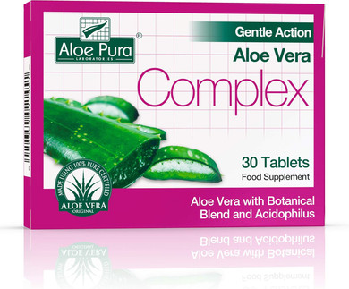 Aloe Pura Aloe Vera Gentle Action Complex Tablets , Natural , Vegetarian , Cruelty Free , Food Supplement, Botanical Blend , 30 Tablets