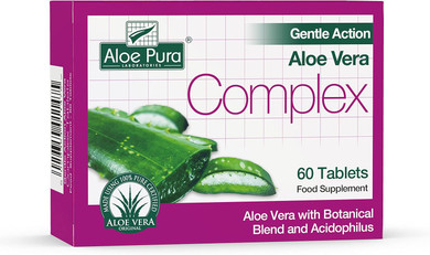 Aloe Pura Aloe Vera Gentle Action Complex Tablets, Natural, Vegetarian, Cruelty Free, Food Supplement, Botanical Blend, 60 Tablets