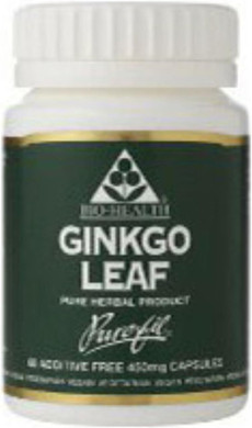 Bio-Health Ginkgo Leaf 450mg Pure Herbal Food Supplement, Supports Blood Circulation, Mental Performance and Boosts Energy Suitable for Vegetarians and Vegans, Additive Free, 60 Capsules