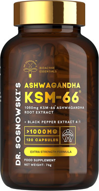 Dr. Sosnowski's BioActive KSM-66 Ashwagandha Capsules | 1050mg KSM-66 Ashwangandha with Black Pepper Extract, Extra Strength Formula (120 Capsules)