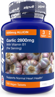 Zipvit Odourless Garlic Capsules 5000mg with Vitamin B1, Supports Heart Health, 10mg 500:1 Garlic Extract, 360 Capsules, 12 Months Supply